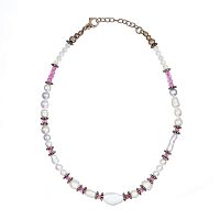 Колье Alcozer&J, жемчуг, турмалин, пералумтр, AL2502-C88LC24 белый