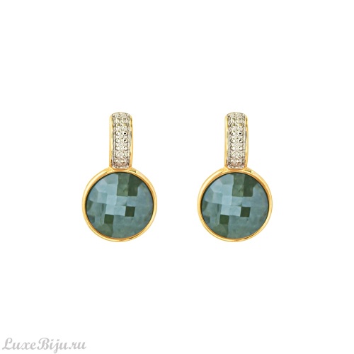 Серьги Possebon pearl green quartz
