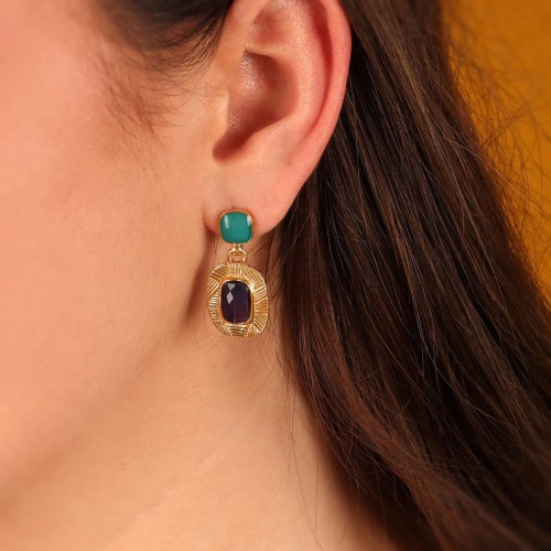 Серьги TARATATA, Joyeuse, асимметричные,с цветной смолой, бусинами, TT-H24-11917-20M золотистый фото 3