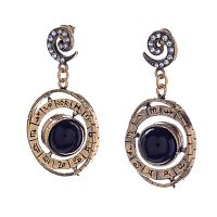 Серьги Alcozer&J, аметист, оникс, кристаллы Swarovski, AL-OP5482C золотистый