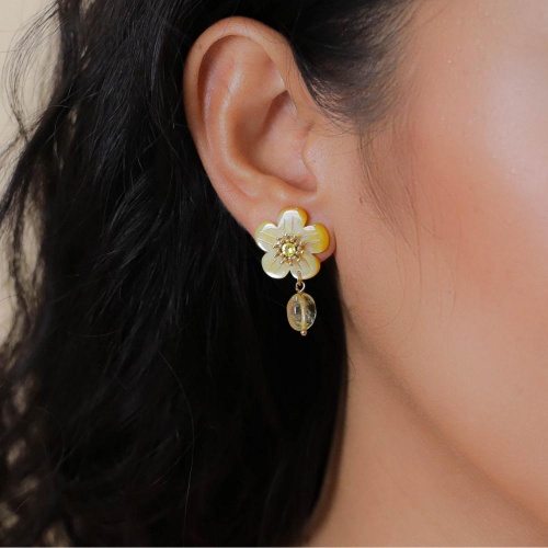 Серьги Franck Herval, Goldie, с перламутром, кристаллом и цитрином, FH26.1-12-70213 золотистый фото 3