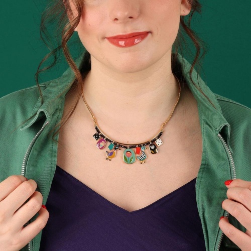 Колье TARATATA, Jeu De L`oie, с цветной смолой и стеклянными бусинами, TT-H24-01102-20M золотистый фото 3