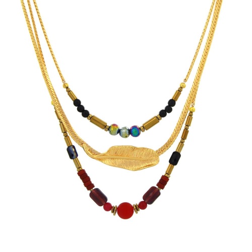 Колье TARATATA, Grenat, стеклянные, нефритовые бусины, агат, TT-W24-04107-20M золотистый фото 2