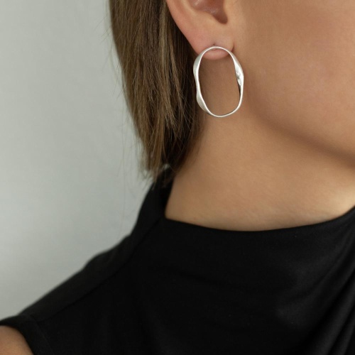 Серьги Dansk Copenhagen, Elysian, овальной формы, DNSK25.2-3C2501024 серебристый фото 2