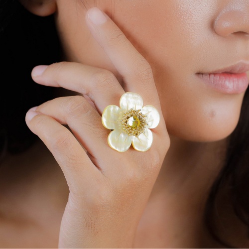 Кольцо Franck Herval, Goldie, разъемное, с перламутром и кристаллом, FH26.1-19-63881 золотистый фото 3