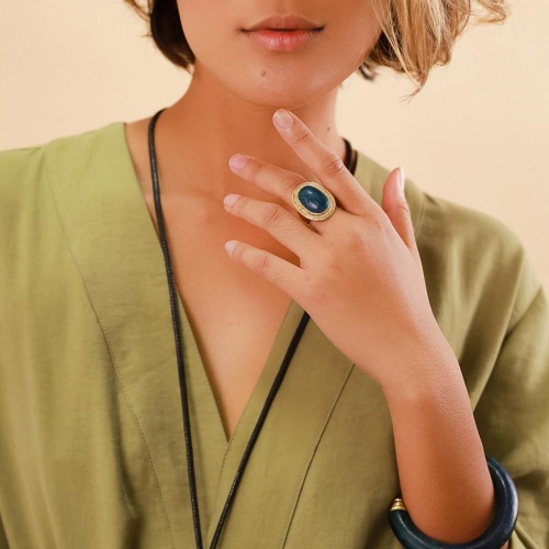 Кольцо Nature Bijoux, Kinsley, со вставкой из дерева роблес, NB23.2-19-25012 синий фото 7