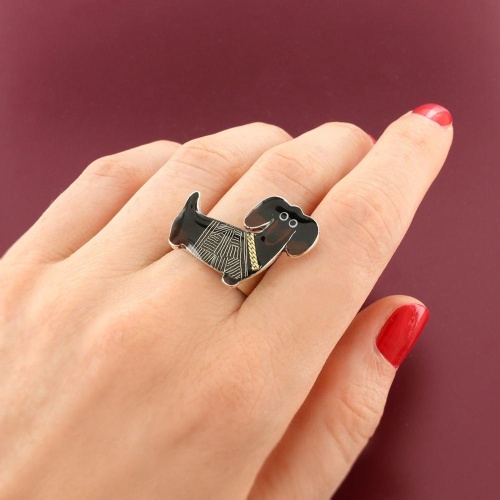 Кольцо TARATATA, Pas bouger!, разъемное, с цветной смолой и узорами, TT-W25-06409-102 черный фото 3