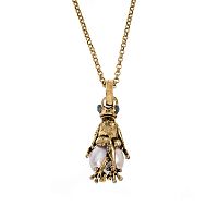 Колье Alcozer&J, лягушка с бусиной майорка и изумрудом, AL2602-C5533C золотистый