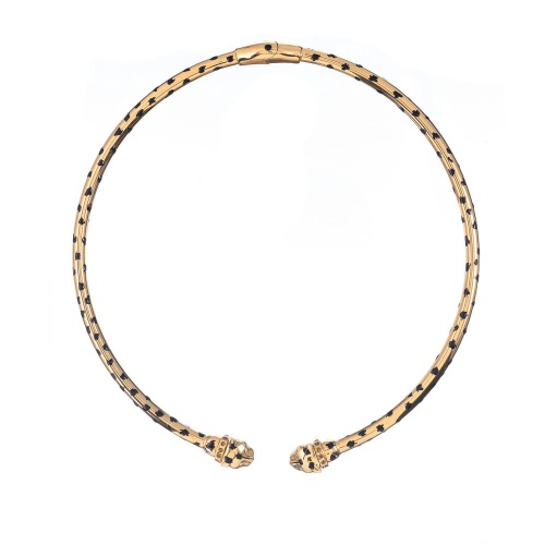 Колье Polina Firenze, гривна, пантера с кристаллами и эмалью, PF26.1-CL4364 золотистый