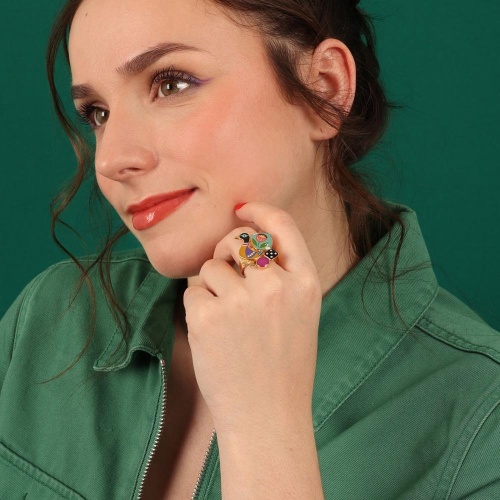 Кольцо TARATATA, Jeu De L`oie, разъемное, с цветной смолой, TT-H24-01403-20M золотистый фото 3