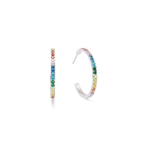 Серьги Coeur de Lion Hoop Multicolour Silver 30мм, 0147/23-1517
