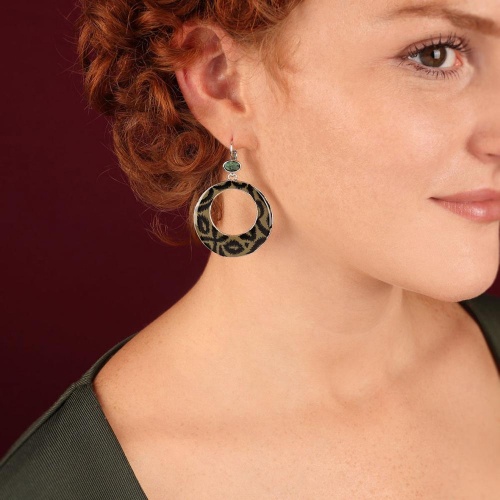 Серьги TARATATA, Tabby, цветная смола, узоры, цоизит, TT-H25-05739-102 черный фото 2