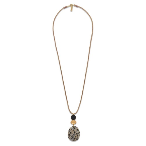 Колье Nature Bijoux, Kinshasa, ракушка Capiz, смола, яшма, рудракша, NB26.2-15-43980 серый