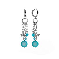 Серьги Lanzerotti, Marino, с говлитом, бирюзой и кошачьим глазом, LZ-25.06-159 голубой