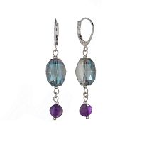 Серьги Lanzerotti, Glicine, с аметистом и кристаллами, LZ-24.04-228 фиолетовый