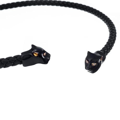 Колье Polina Firenze, гривна, пантера, кристаллы, эмаль, кожа, PF26.1-CL4344 черный фото 2