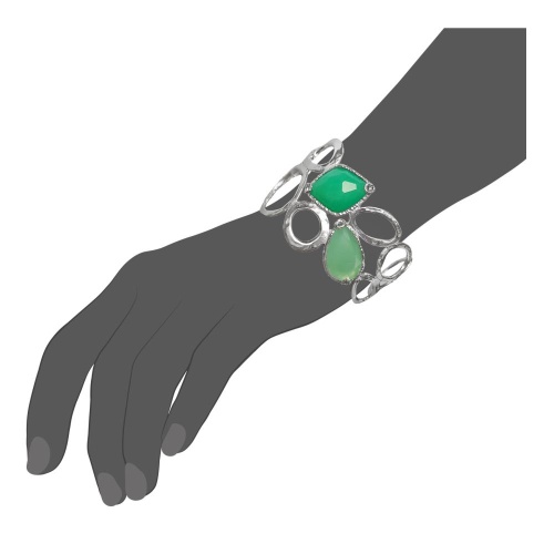 Браслет Estrosia, обруч, круги, зеленый кварц, хризопраз, ES-BRC33-2 фото 2