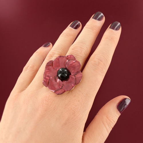 Кольцо TARATATA, Carmen, разъемное, смола, слюдяной порошок, агат, TT-W25-04406-203 красный фото 2