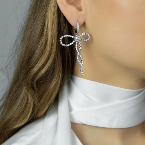 Серьги Moon Paris, Bohemia, бант с кристаллами и жемчугом, MB-26.01-007 хрустальный фото 2