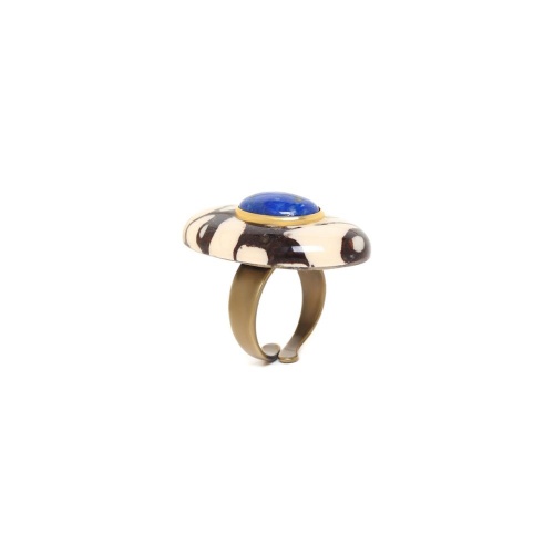 Кольцо Nature Bijoux, Camouflage, с термитником в смоле и лазуритом, NB23.2-19-25050 синий фото 4