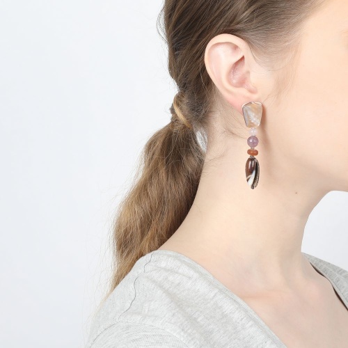 Серьги Nature Bijoux, Talisman, перламутр,кварц,аметист,рог,раковина, NB20.2-12-74708 коричневый фото 3