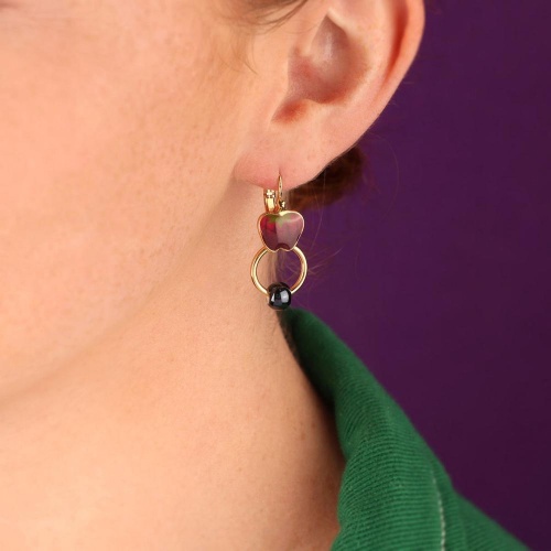 Серьги TARATATA, Paprika, асимметричные, смола, керам. бусина, TT-H25-12799-20M золотистый фото 2