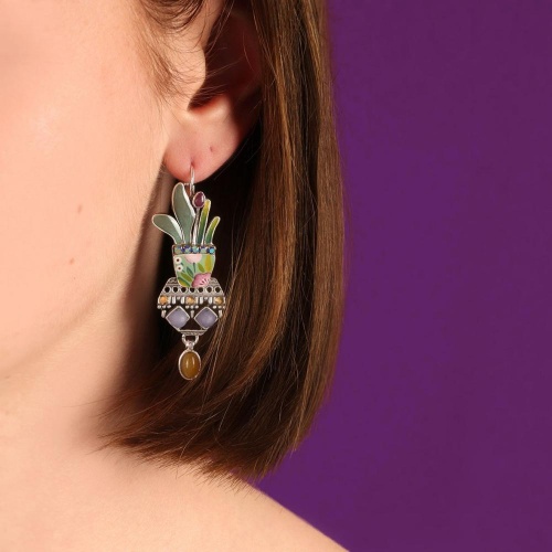 Серьги TARATATA, Ciboulette, асимметричные, смола, стразы и бусины, TT-E24-08768-10M серебристый фото 3