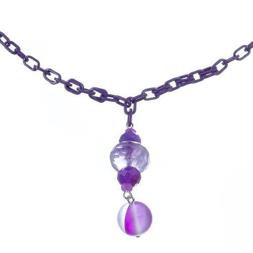 Колье Lanzerotti, Pervinca, сугилит, агат, аметист, кристалл матовый, LZ-22.05-103 фиолетовый