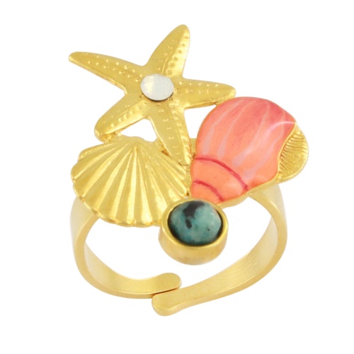 Кольцо TARATATA, Archipel, разъемное, со смолой, стразами и кварцем, TT-E24-03406-200 оранжевый фото 2