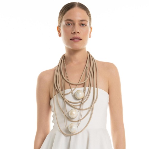 Колье Katerina Vassou, Ensemble, многослойное с деревянными бусинами, KV26.1-406202BWHITE белый фото 2