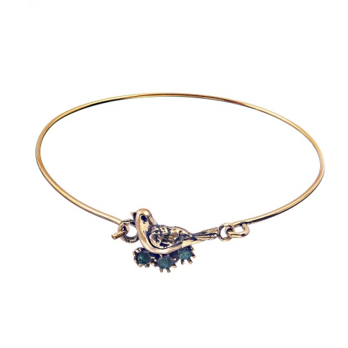 Браслет Alcozer&J, птичка с изумрудом, AL2406-B4558C