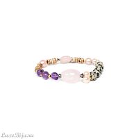 Браслет Nature Bijoux, Copenhague, стрейч, жемчуг, аметист, яшма, кварц, NB22.2-13-42450 розовый
