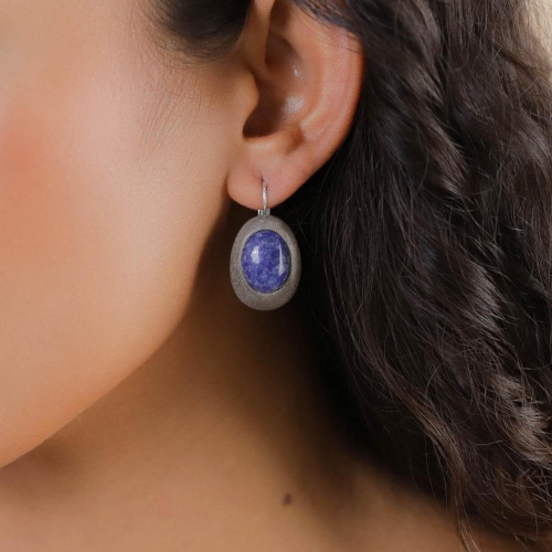 Серьги Nature Bijoux, Skala, с содалитом и эбеновым деревом, NB26.1-12-90574 серый фото 3