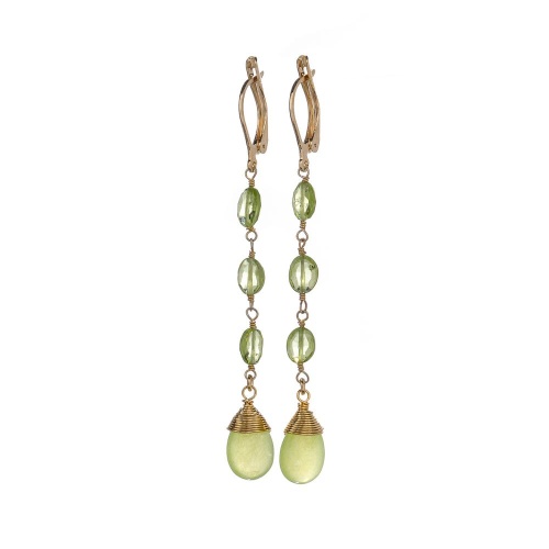 Серьги Lanzerotti, Verde, с хризолитом и жадом, LZ-24.12-548 зеленый