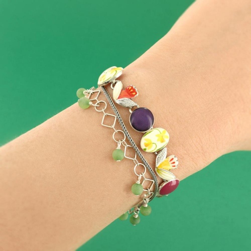 Браслет TARATATA, Jonquille, цветная смола, агат, порошок слюды, TT-W24-01301-10M серебристый фото 7