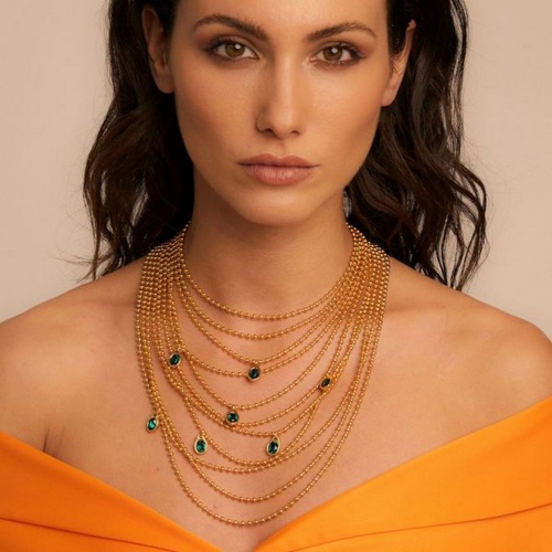 Колье VIDDA, Lady, с австрийскими кристаллами, VD22-01469 зеленый, 45см фото 5