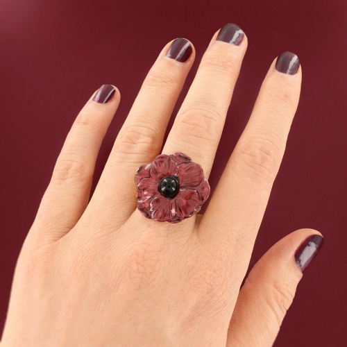 Кольцо TARATATA, Carmen, разъемное, смола, слюдяной порошок, агат, TT-W25-04405-203 красный фото 2