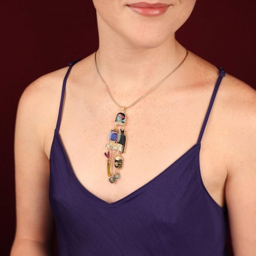 Колье TARATATA, Magic, вискозная нить, лабрадорит, гематит, TT-W25-09114-20M золотистый фото 3