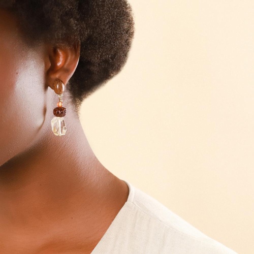 Серьги Nature Bijoux, Bangalore, агат, цитрин, сальвага, рудракша, NB23.2-12-79085 коричневый фото 7