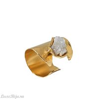 Кольцо Katerina Vassou, Ascella, незамкнутое, с друзой агата, KV23-307543G белый