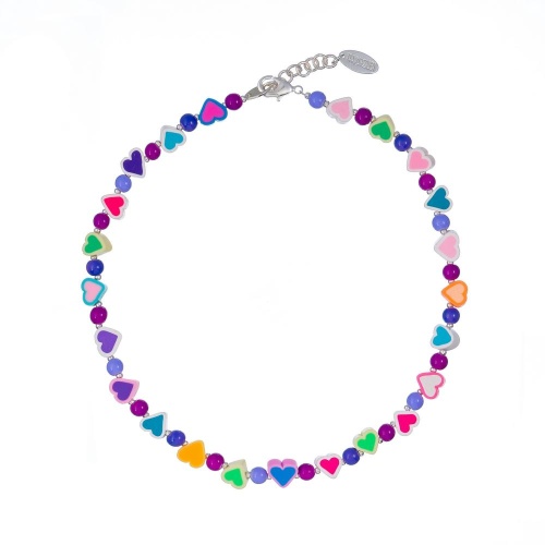 Колье Lanzerotti, Hello babe!, с полимерными бусинами в форме сердца, LZ-25.07-210 сиреневый