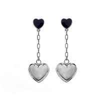 Серьги Lanzerotti, Pianoforte, с сердцем и черной эмалью, LZ-26.01-021 серебристый
