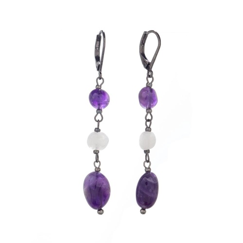 Серьги Lanzerotti, Glicine, с аметистом и лунным камнем, LZ-24.04-218 фиолетовый