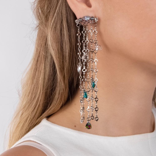 Серьги Crezus, Gallica, с кристаллами, CZ24-24E41 бирюзовый фото 2
