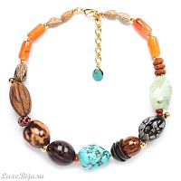 Колье Nature Bijoux, Pokhara, говлит,кварц,сердолик,бодхи,лумбанга, NB22.1-15-42031 коричневый