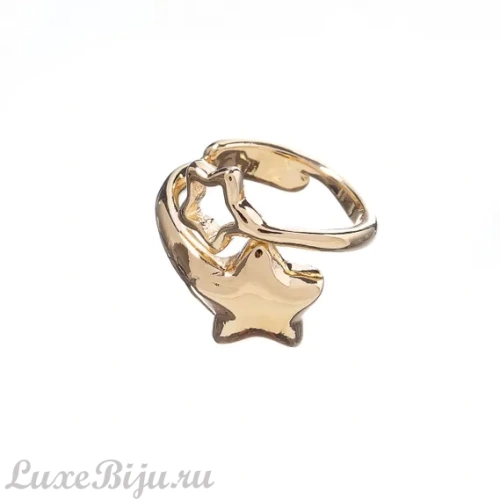 Кольцо Ciclon, Cometa, незамкнутое, со звездами, CN-220507 золотистый, 18,5 фото 2