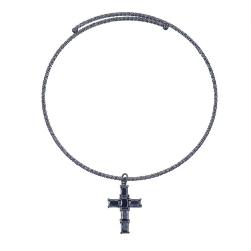 Колье Moon Paris, Ringo Queen, гривна с крестом и кристаллами, MRQ-26.01-001 черный