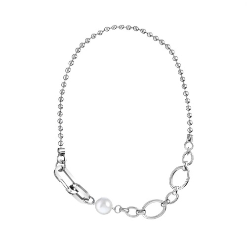 Колье Moon Paris, Ringo, со звеньями разных форм и бусиной, MR-26.01-021 серебристый