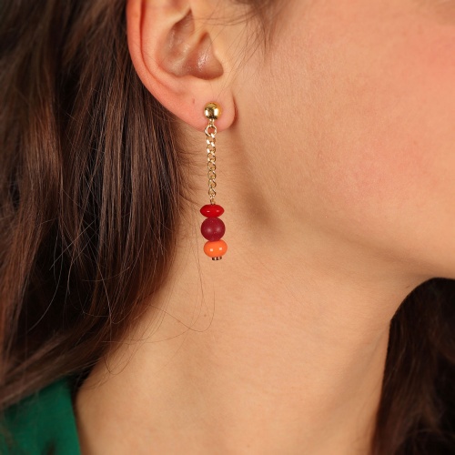 Серьги TARATATA, Glam Rock, со стеклянными бусинами, TT-H23-08936-203 красный фото 5