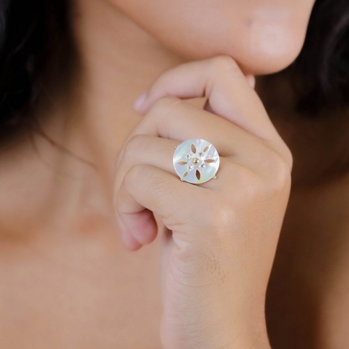 Кольцо Franck Herval, Angelique, разъемное, с перламутром и стразами, FH26.1-19-63830 белый фото 3